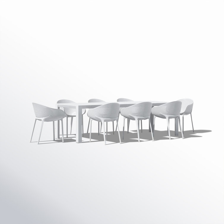 Farrah Contemporary Rectangular 8-Person Extendable Outdoor Dining Set