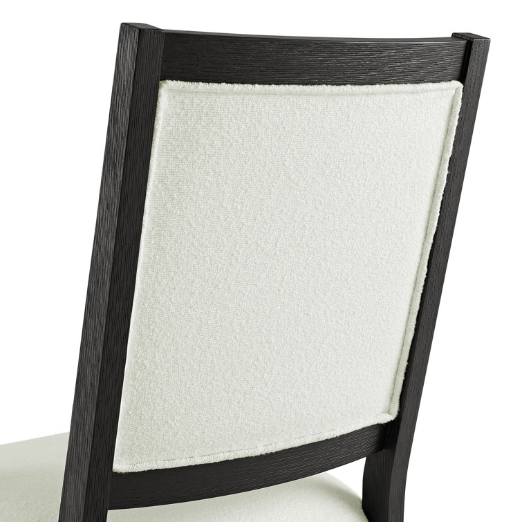 Armes Black Wood Side Chair with White Boucle Fabric, Set of 2