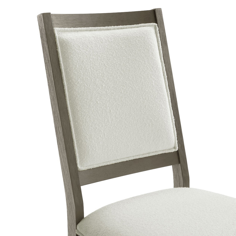 Grey and White Wood Square Back Dining Chairs