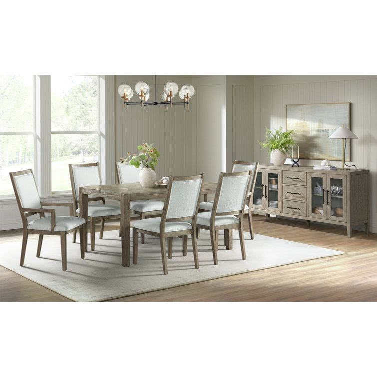 Grey and White Wood Square Back Dining Chairs