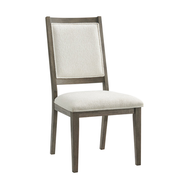 Grey and White Wood Square Back Dining Chairs