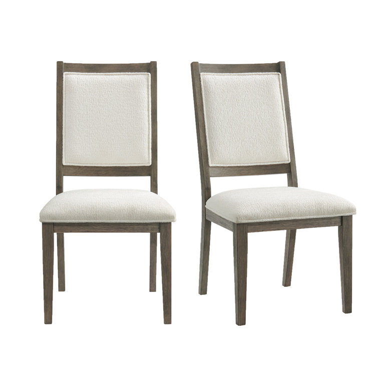 Grey and White Wood Square Back Dining Chairs