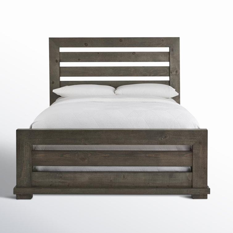 Rustic Pine Queen Panel Bed with Upholstered Headboard and Storage