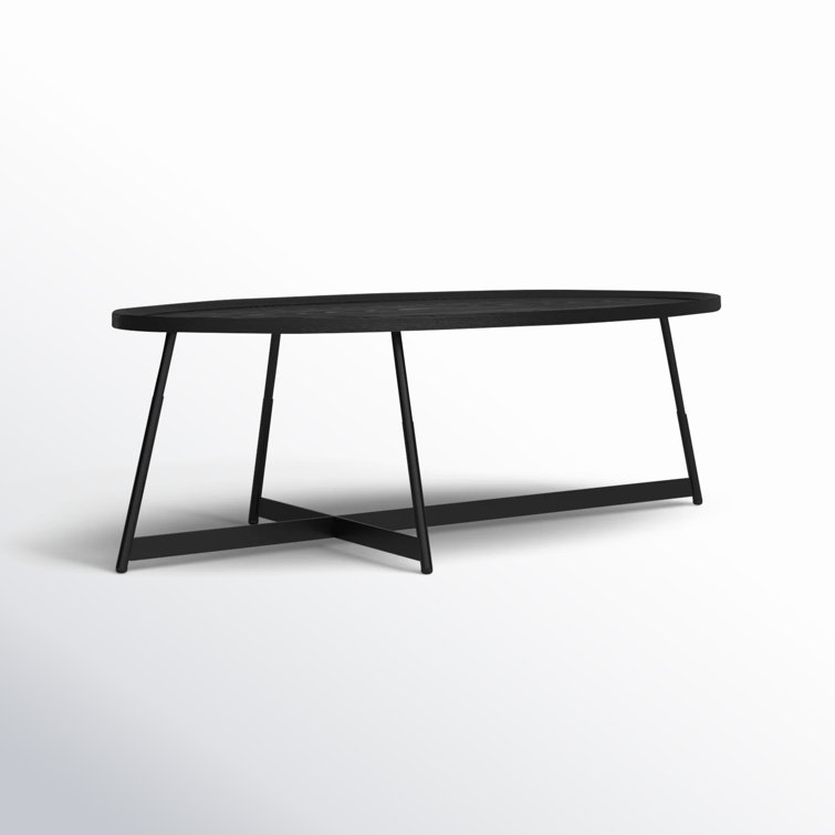 Gweneth Black Ash Oval Coffee Table with Raised Rim