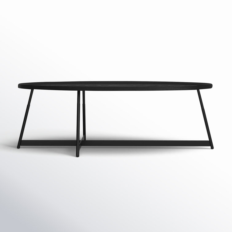 Gweneth Black Ash Oval Coffee Table with Raised Rim