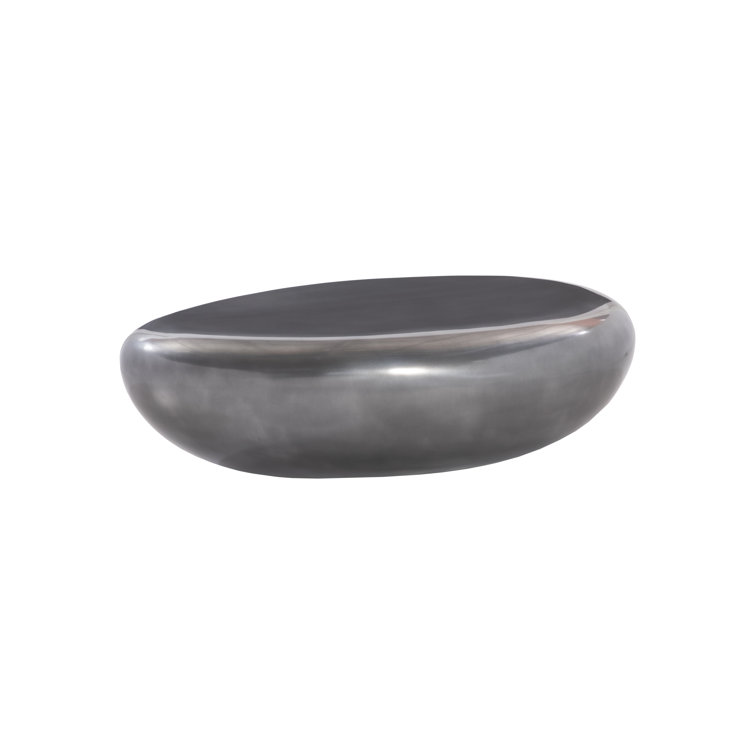 Contemporary Gray Wood Oval Outdoor Coffee Table, 54"x34"