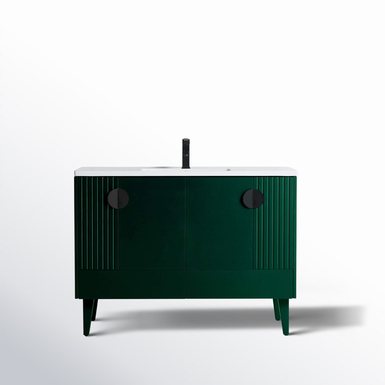 Venezian 48'' Green Single Bathroom Vanity with Black Handles
