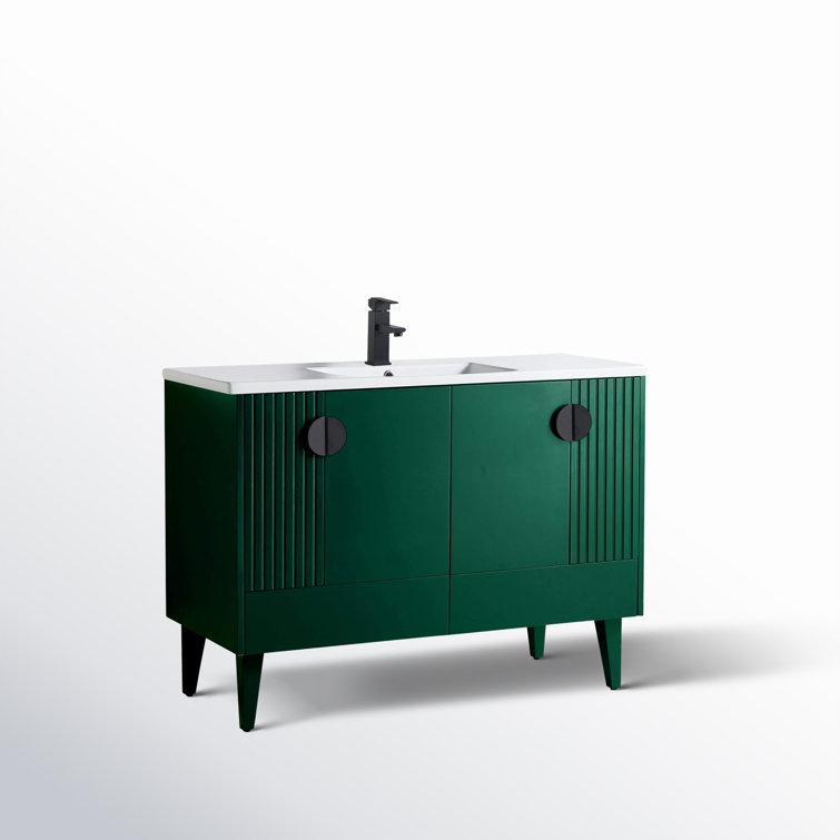Venezian 48'' Green Single Bathroom Vanity with Black Handles