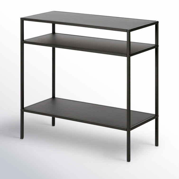 Blackened Bronze Rectangular Stainless Steel End Table with Shelves