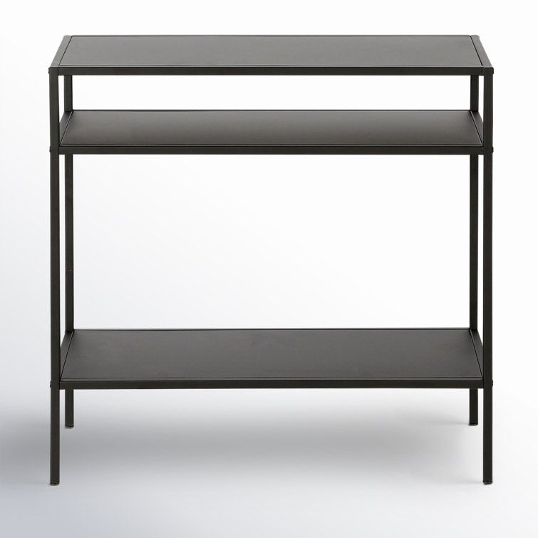 Blackened Bronze Rectangular Stainless Steel End Table with Shelves