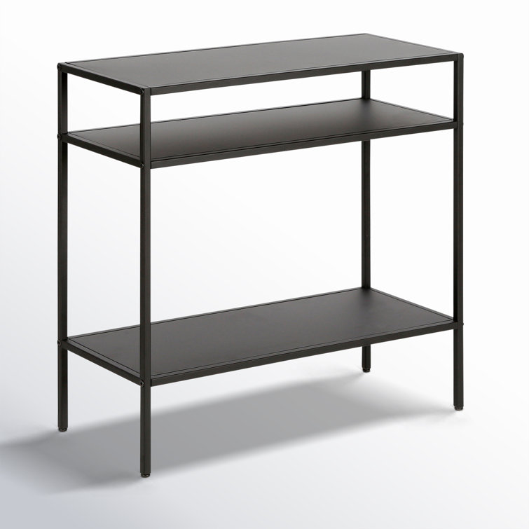 Blackened Bronze Rectangular Stainless Steel End Table with Shelves