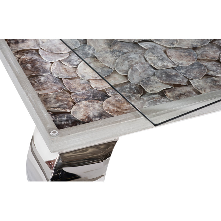 Contemporary Silver Square Coffee Table with Glass Top and Metal Legs