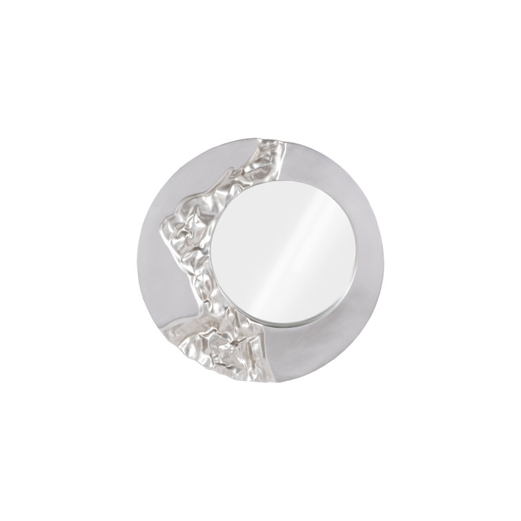 Cosmos Fluted 39" Round Silver & Gold Accent Mirror