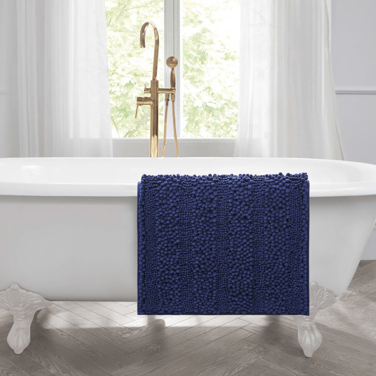 Indigo Chenille Non-Slip Bath Mat Set