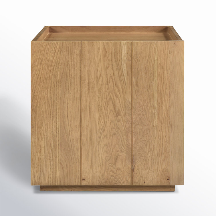 Siegel Solid Oak Plank Nightstand with Cabinet Shelving - Natural