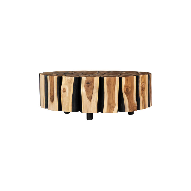 Boscage 42'' Contemporary Black and Brown Round Coffee Table