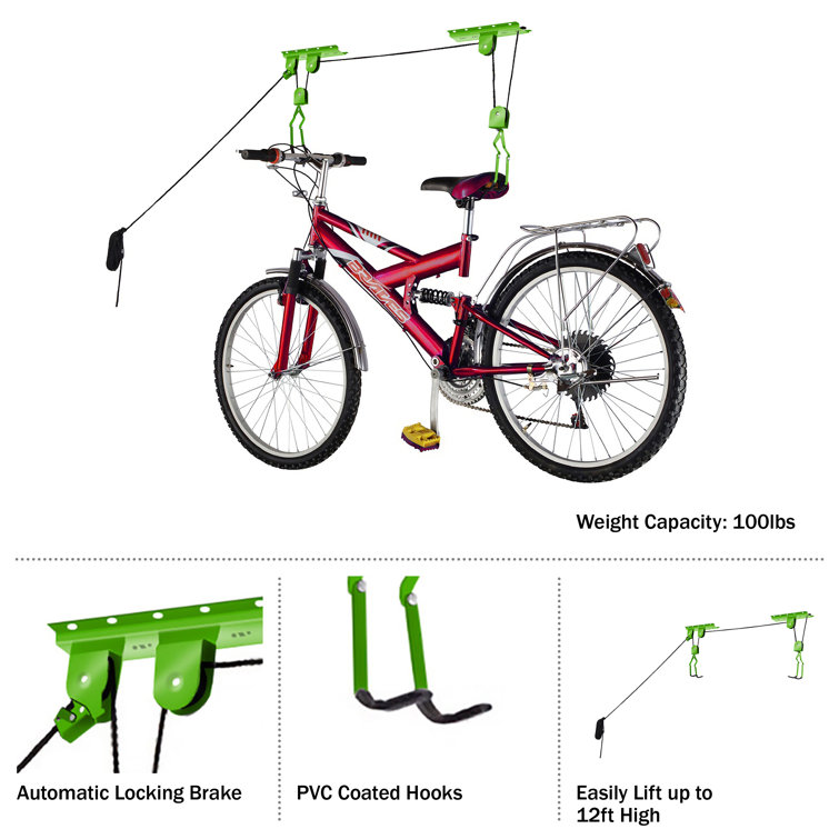 Heavy Duty Black Steel Ceiling Mount Bike Storage System
