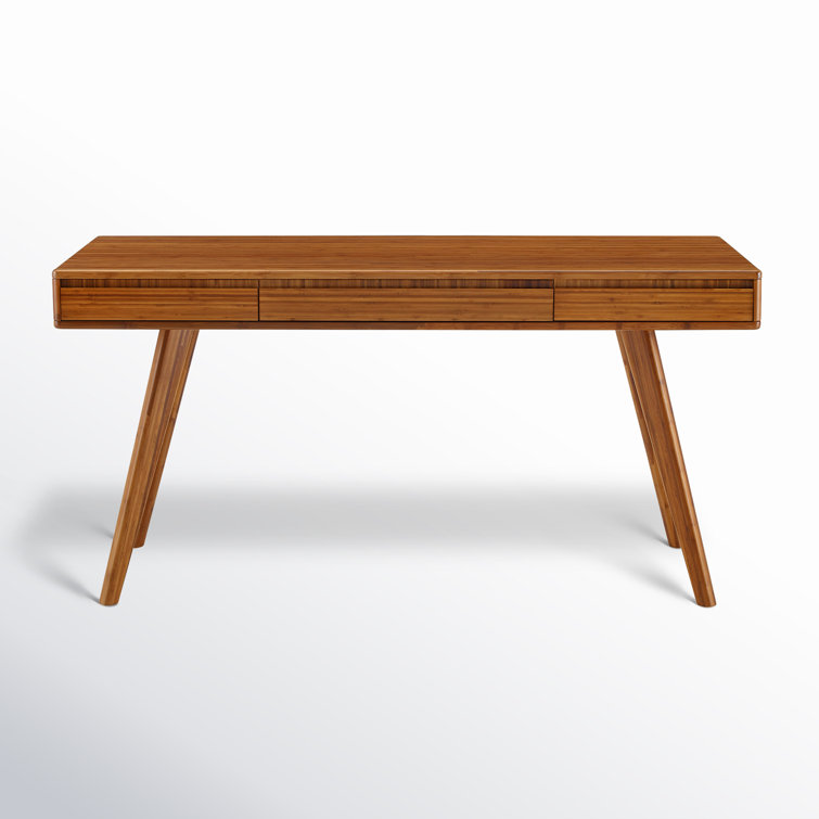 Amber Bamboo 60" Writing Desk with Splayed Legs and Drawers