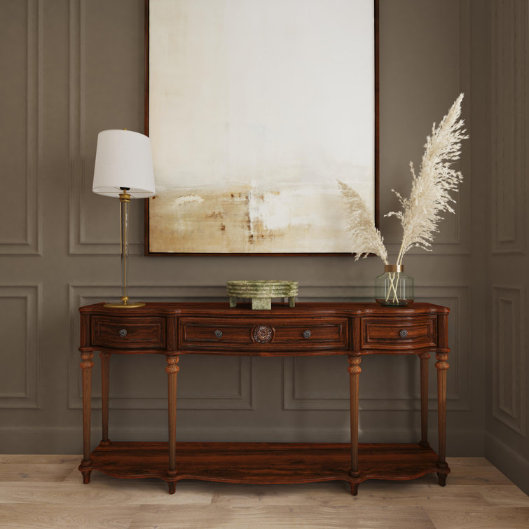 Vintage Oak 72" Console Table with Storage