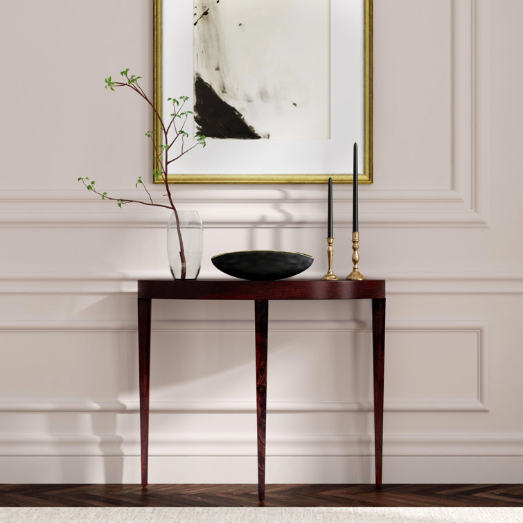 Ingrid Dark Brown Demilune Console Table with Storage