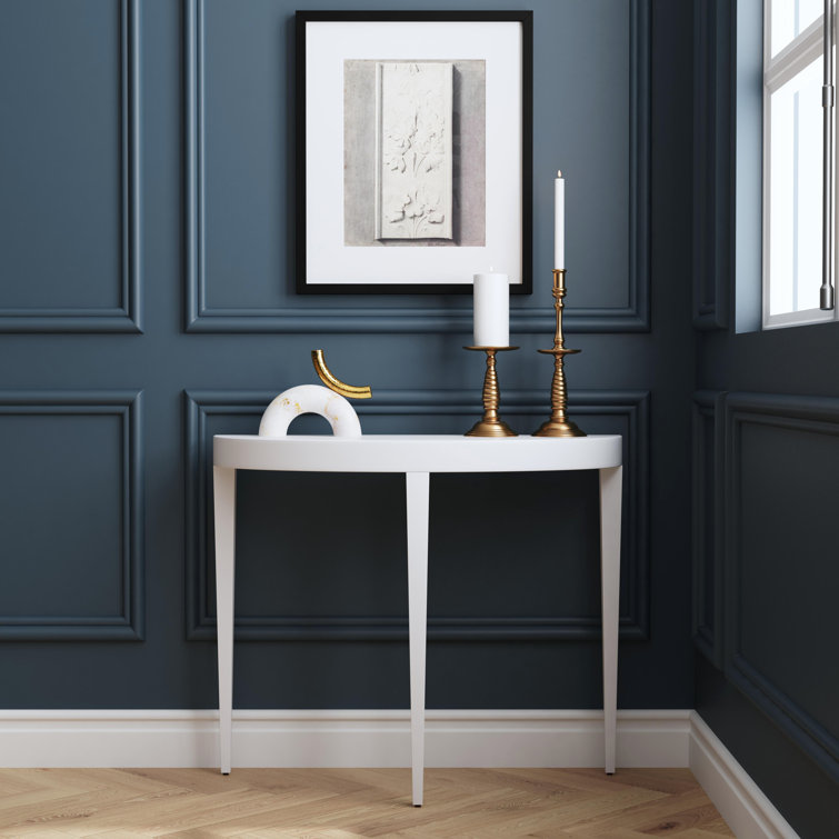 Ingrid White Wood Demilune Console Table
