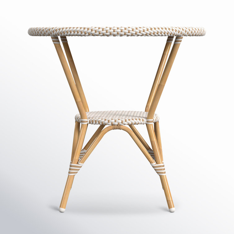 Tobias Beige and White Outdoor Rattan Bistro Table