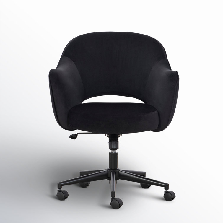 Black Faux Velvet Swivel Task Chair