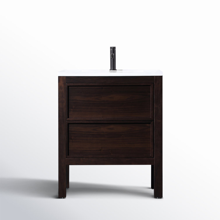 Gonzalo 24'' Dark Walnut Freestanding Single Bathroom Vanity