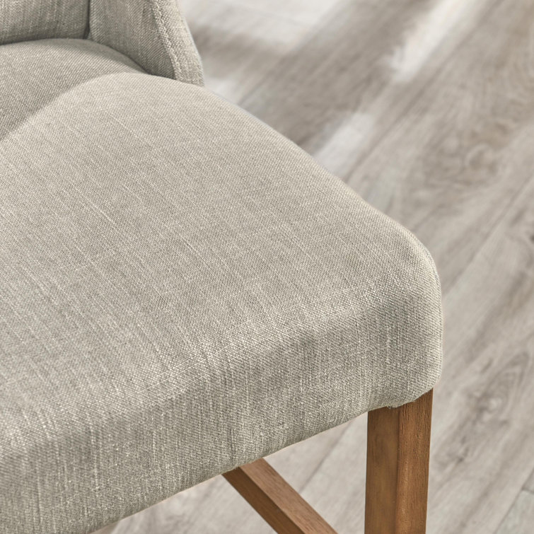 Karla 24" Brown Wood and Metal Adjustable Counter Stool with Tufted Back