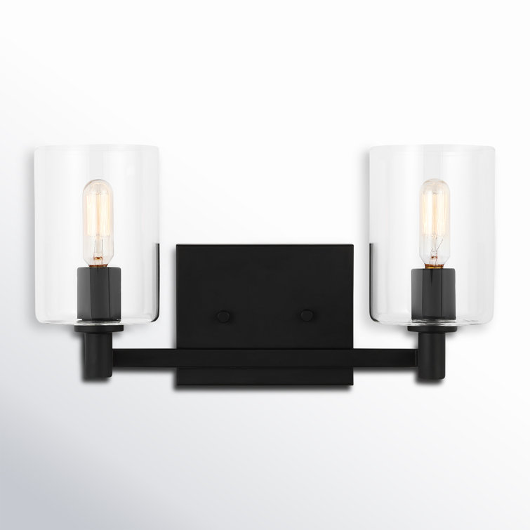 Midnight Black 2-Light Dimmable Vanity Light with Clear Glass Shades