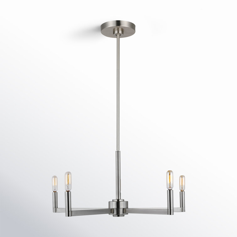 Brushed Nickel 5-Light Modern Linear Candle Chandelier