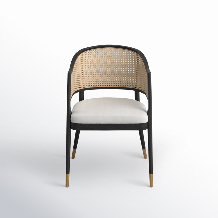 Black and Natural Rattan Cane Side Chair