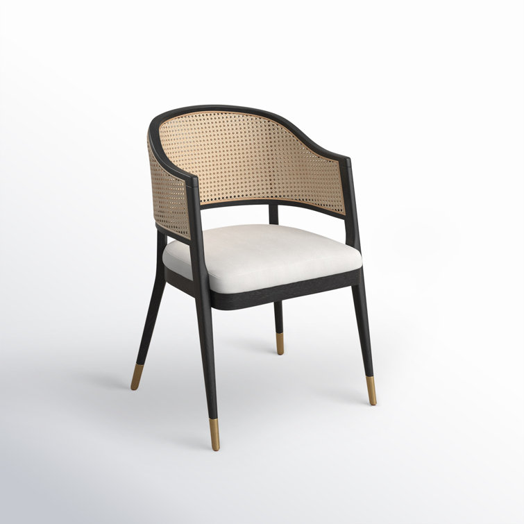 Black and Natural Rattan Cane Side Chair
