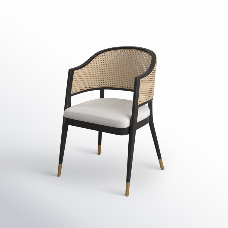 Black and Natural Rattan Cane Side Chair