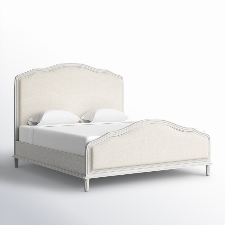 Amity King-Size Whitewash Oak Bed with Upholstered Headboard