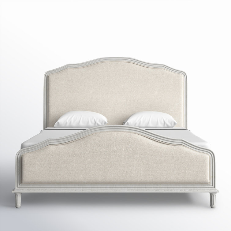Amity King-Size Whitewash Oak Bed with Upholstered Headboard