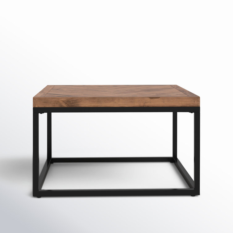 Chevron Reclaimed Wood 30" Square Coffee Table with Iron Base