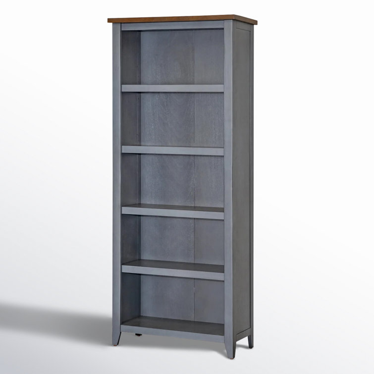 Transitional Blue/Brown Adjustable Wood Bookcase 30"W x 72"H