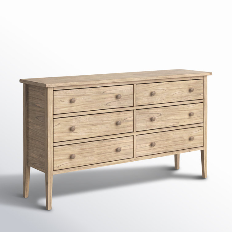 Natural Wood Double Dresser with Soft Close Drawers