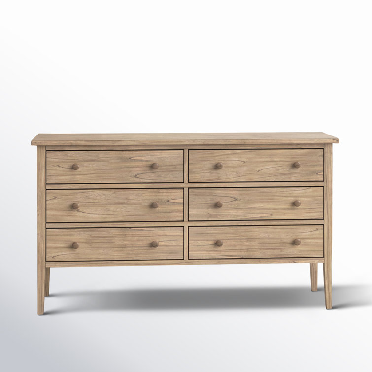 Natural Wood Double Dresser with Soft Close Drawers