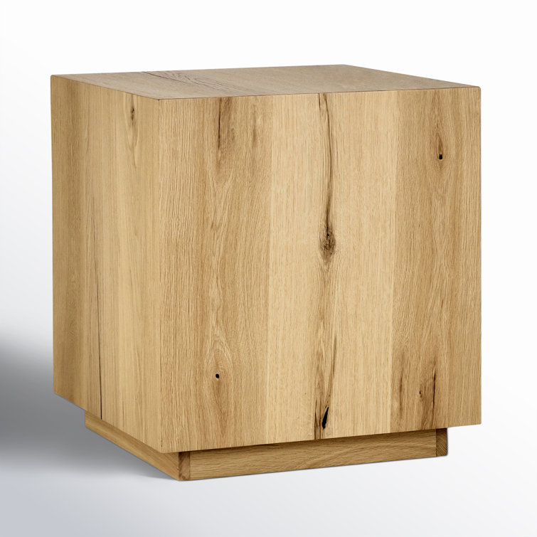 Natural Oak Wood Square End Table with Clean Lines
