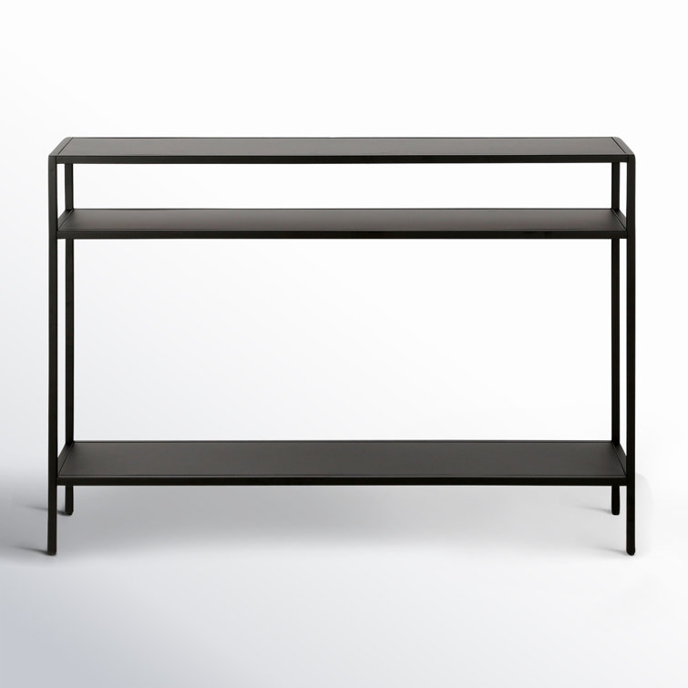 Blackened Bronze Steel Console Table with Shelves