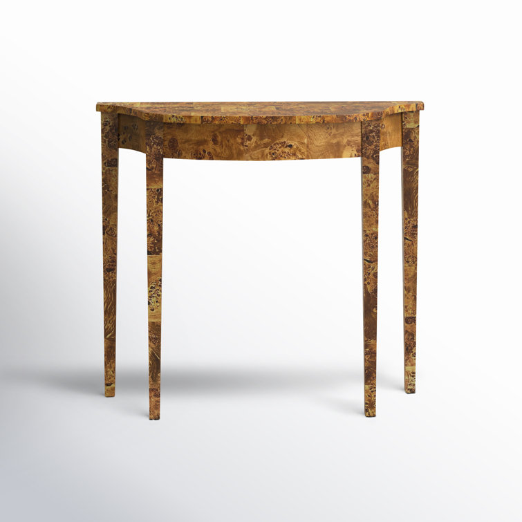 Chester 36" Honey Burl Wood Demilune Console Table