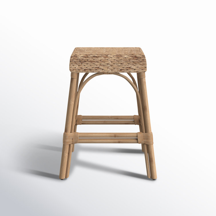 Golden Brown Backless Wicker Rattan Counter Stool