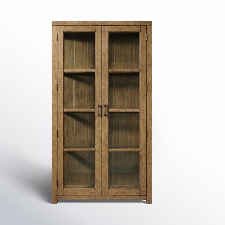 Oak and Glass Lighted China Cabinet with Adjustable Shelves