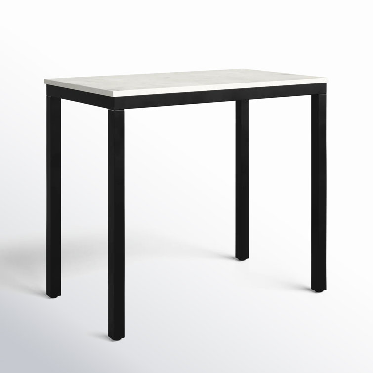 White Marble and Black Iron Compact Desk
