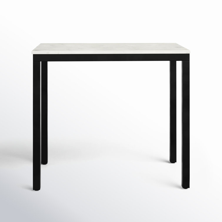 White Marble and Black Iron Compact Desk