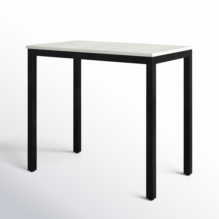White Marble and Black Iron Compact Desk