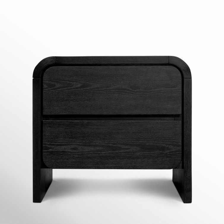 Elora Modern Farmhouse Jet Black Ash 2-Drawer Nightstand