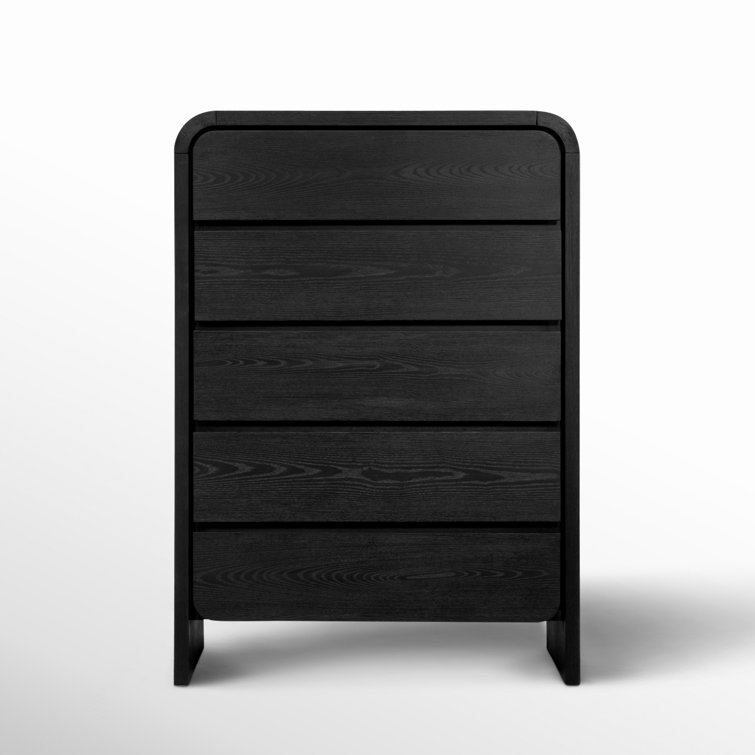Elora Modern Farmhouse Jet Black Ash Five Drawer Chest